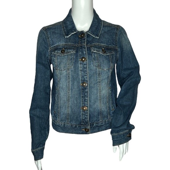 Mudd Jean Jacket Blue Button Front Flap‎ Button Pockets Slit Front Pockets - Picture 1 of 6